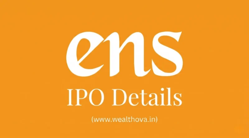 ENS Enterprises IPO banner featuring company logo and Wealthova IPO details