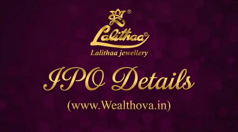 Lalithaa Jewellery Mart IPO details featured image with company logo and Wealthova branding