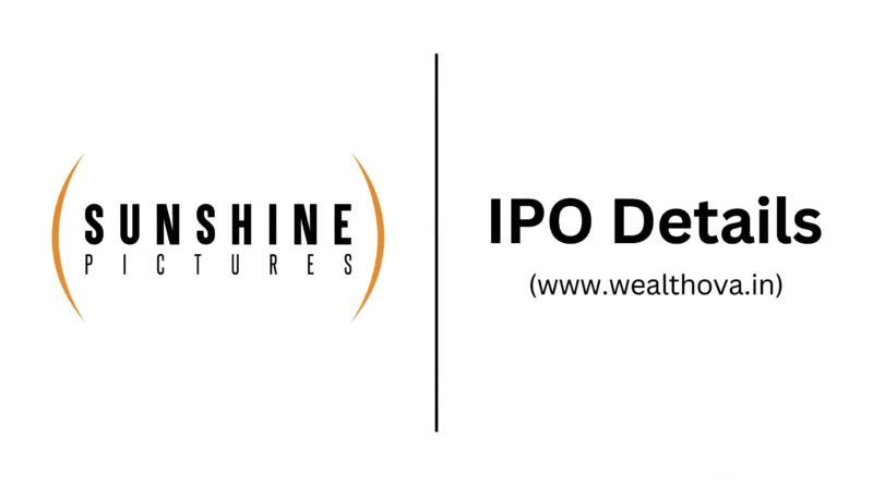 Sunshine Pictures IPO Details banner featuring official logo and Wealthova website branding