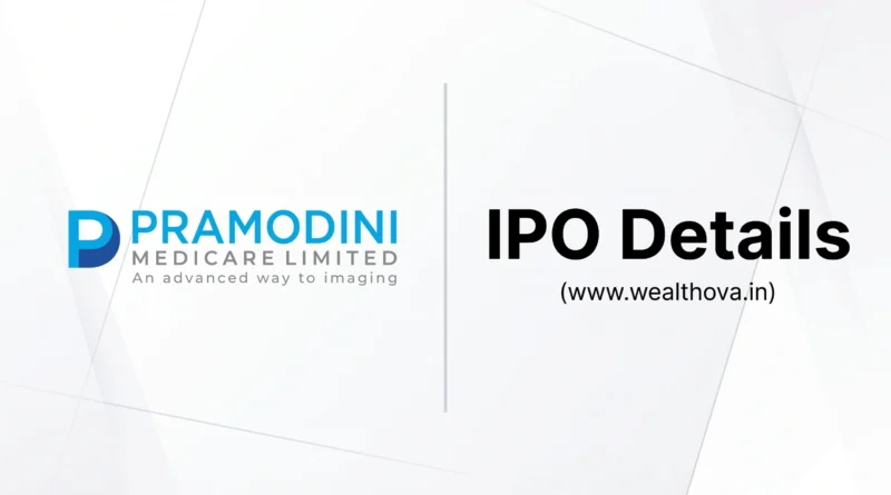 Pramodini Medicare IPO Details banner featuring logo and Wealthova portal